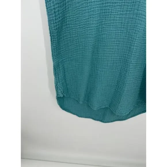 Bobi T-Shirt Dress Women Medium Blue V Neck Gauze Mini Summer Boho Coastal - Picture 5 of 7